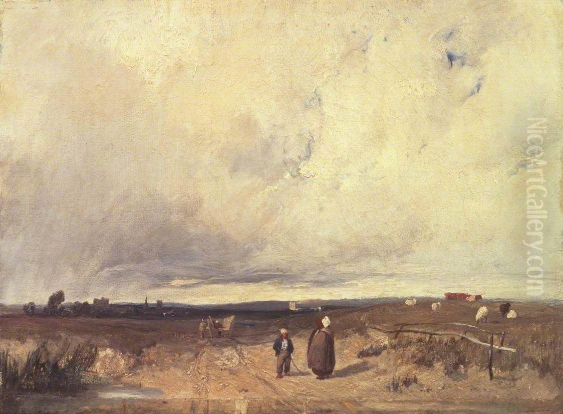 A Distant View of St-Omer Oil Painting by Richard Parkes Bonington