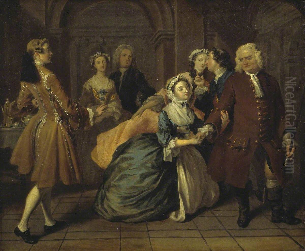 Pamela Asks Sir Jacob Swinford's Blessing Oil Painting by Joseph Highmore