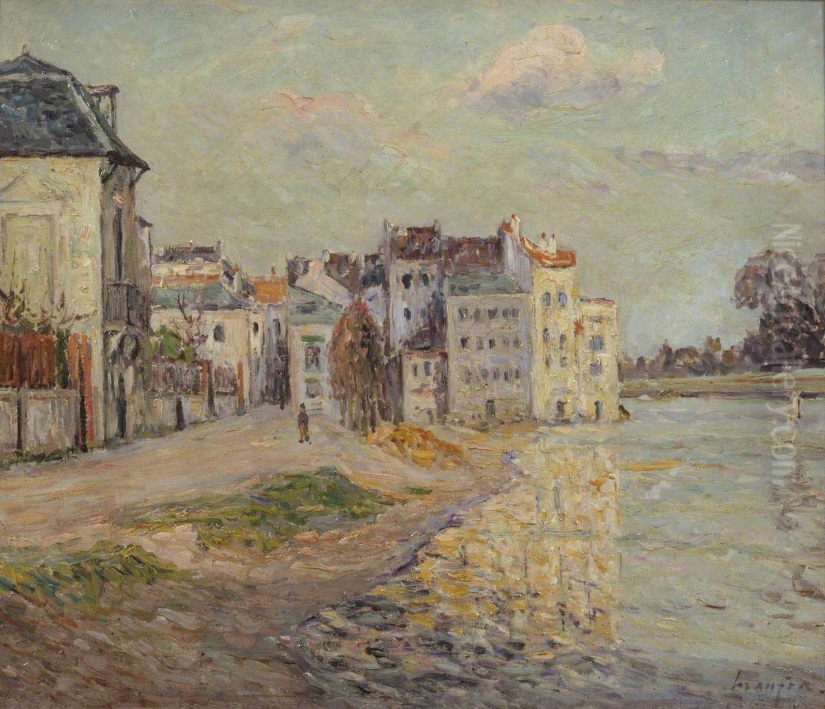 The Embankment of Lagny under Flood Water Oil Painting by Maxime Maufra