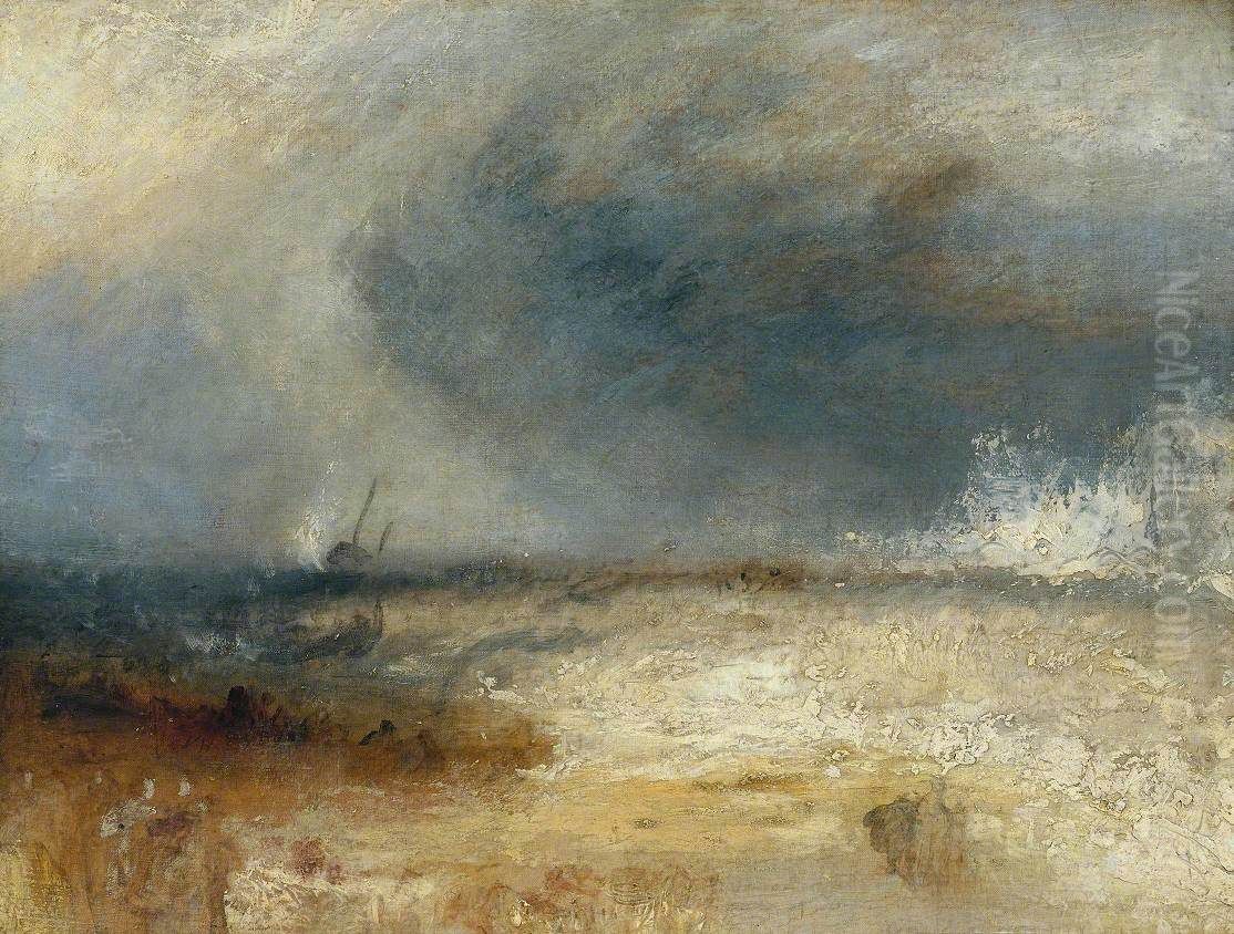 Waves Breaking on a Shore Oil Painting by J. M. W. Turner