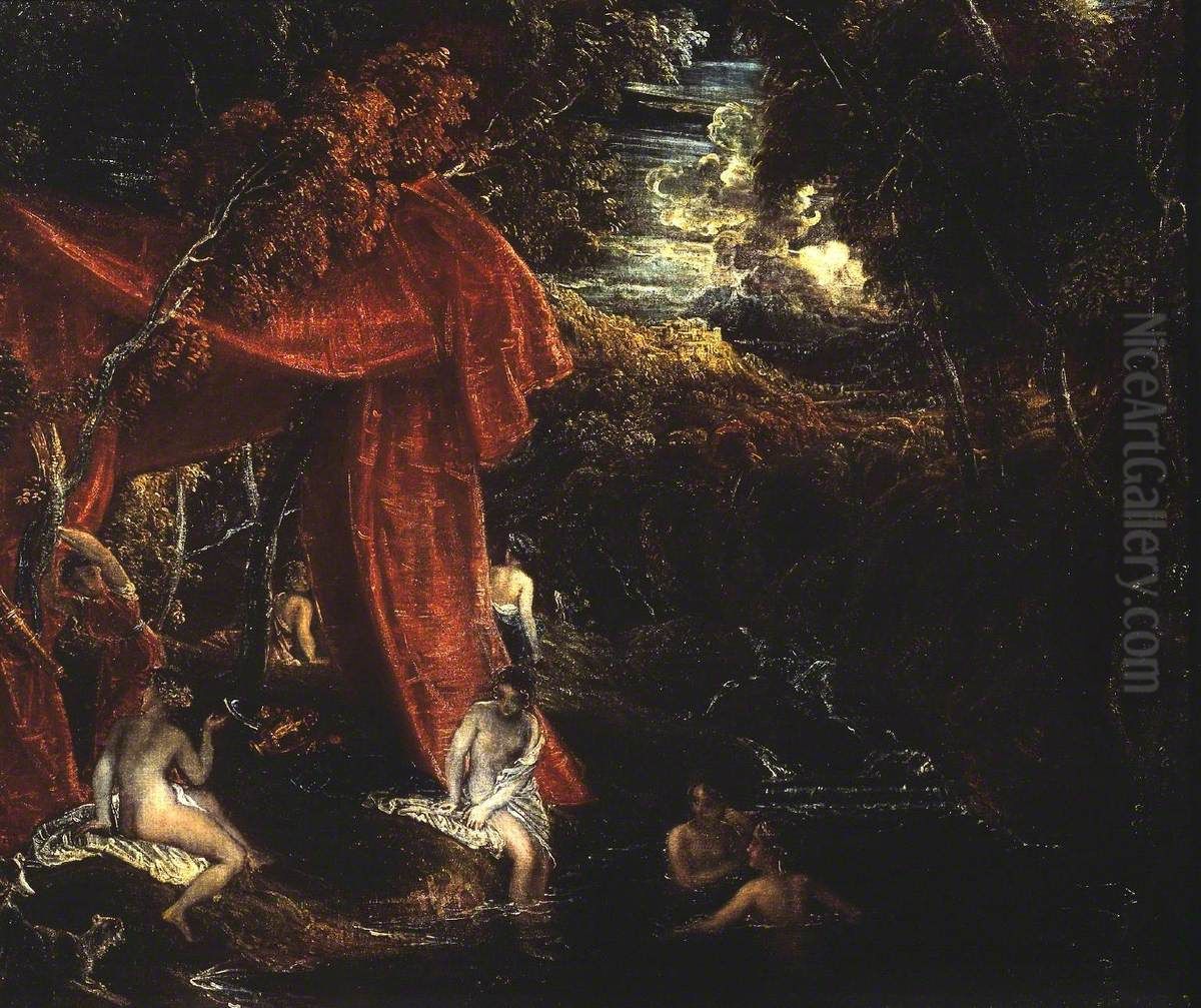 Diana and her Nymphs Bathing Oil Painting by Thomas Stothard