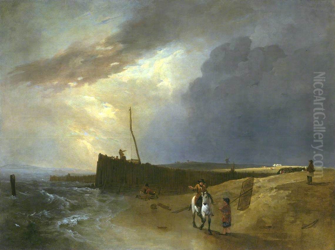 Littlehampton Pier Oil Painting by Augustus Wall Callcott