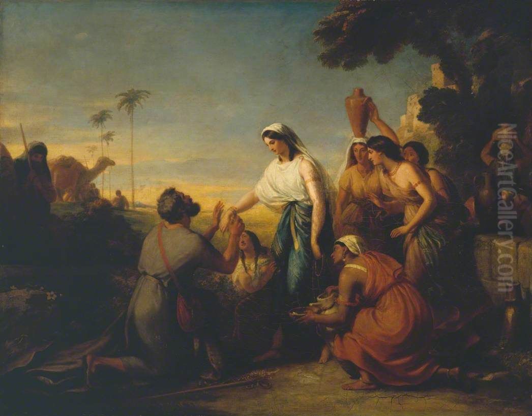 Rebecca and Abraham's Servant at the Well Oil Painting by William Hilton