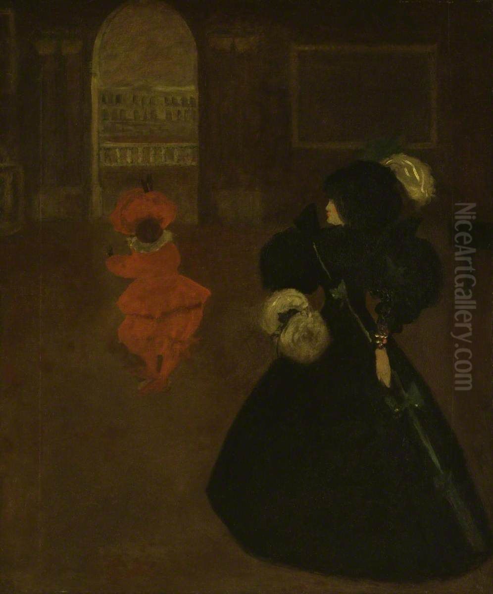 Masked Woman with a White Mouse Oil Painting by Aubrey Beardsley
