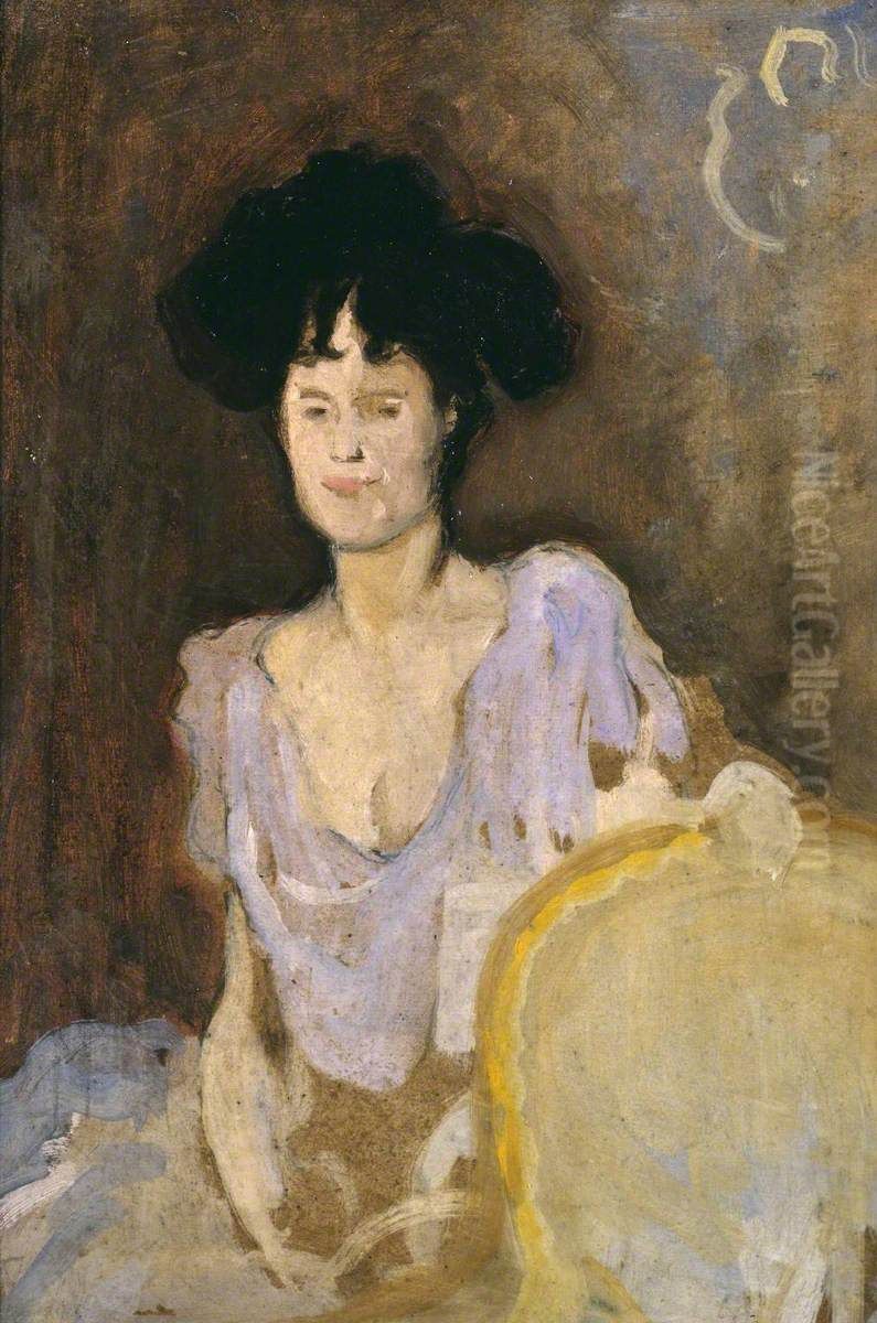 Study of a Man in Bed and a Nurse Holding a Lamp Oil Painting by Charles Conder