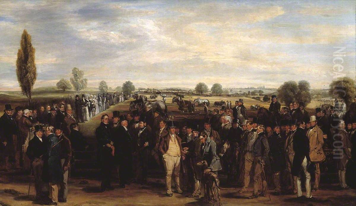A Ploughing Match Oil Painting by Richard Ansdell