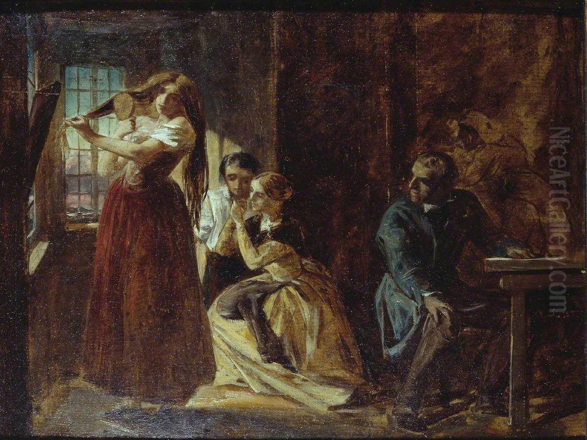 Study for 'Invention of the Combing Machine' Oil Painting by Alfred Elmore