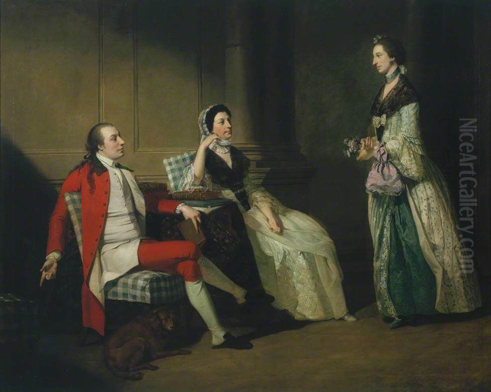 George Thompson, his Wife and (?) his Sister-in-Law Oil Painting by John Hamilton Mortimer