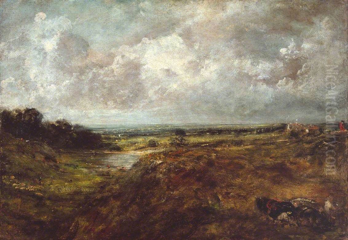 Branch Hill Pond, Hampstead Heath, with a Cart and Carters Oil Painting by John Constable