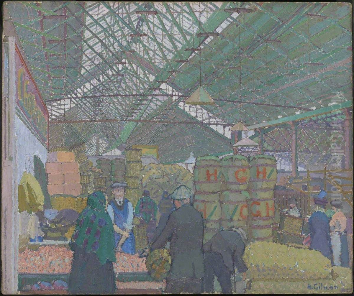 Leeds Market Oil Painting by Harold Gilman
