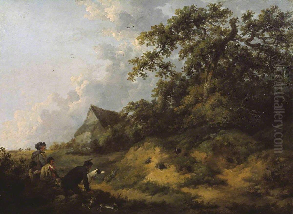 Rabbiting Oil Painting by George Morland