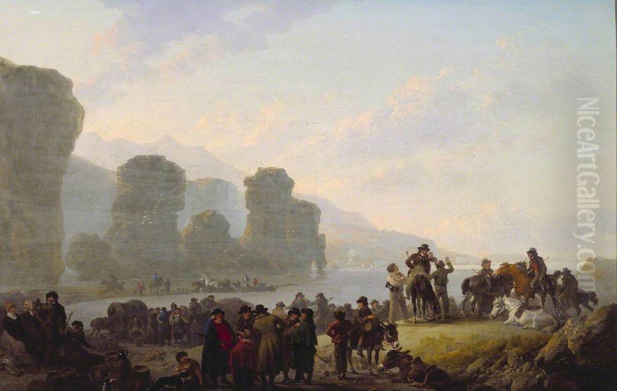 Smugglers on the Irish Coast Oil Painting by Julius Caesar Ibbetson