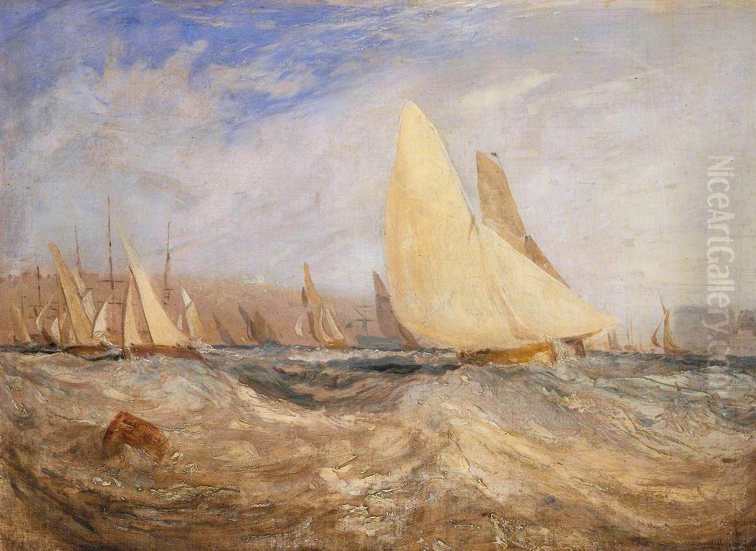 Sketch for 'East Cowes Castle, the Regatta Beating to Windward' No. 2 Oil Painting by J. M. W. Turner