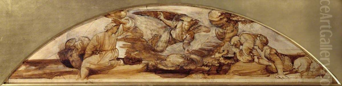 The Angel Announcing the Birth of Our Lord to the Shepherds Oil Painting by Alfred Stevens