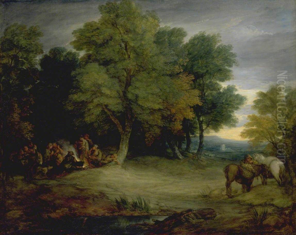 Gypsy Encampment, Sunset Oil Painting by Thomas Gainsborough
