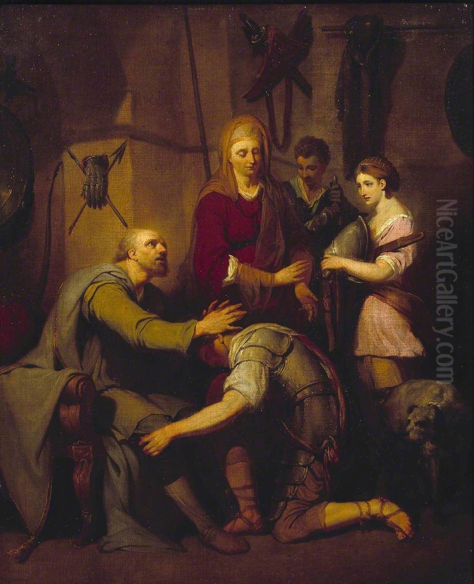 II. The Hero's Father Blesses his Departure Oil Painting by John Hamilton Mortimer