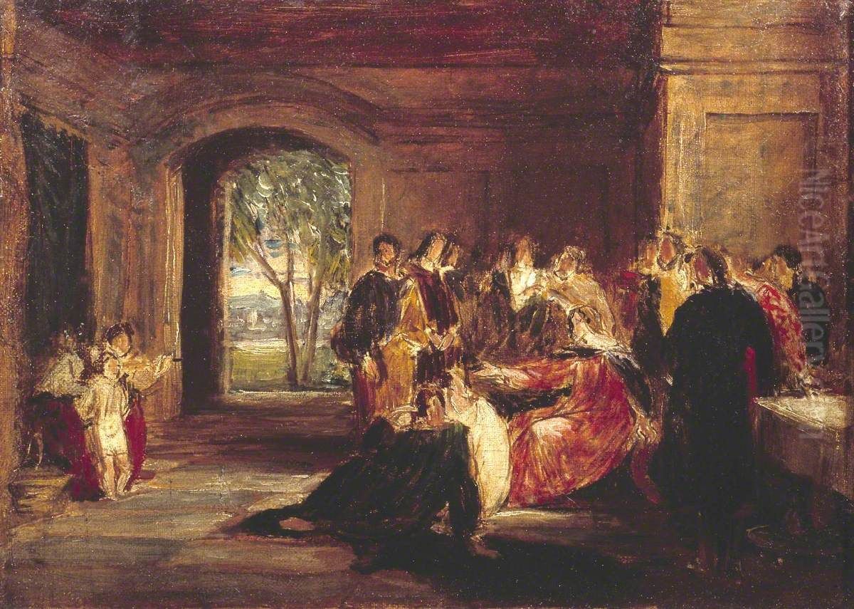 Sketch for 'Christ Rebuking His Disciples by Calling the Little Child' Oil Painting by Charles Robert Leslie