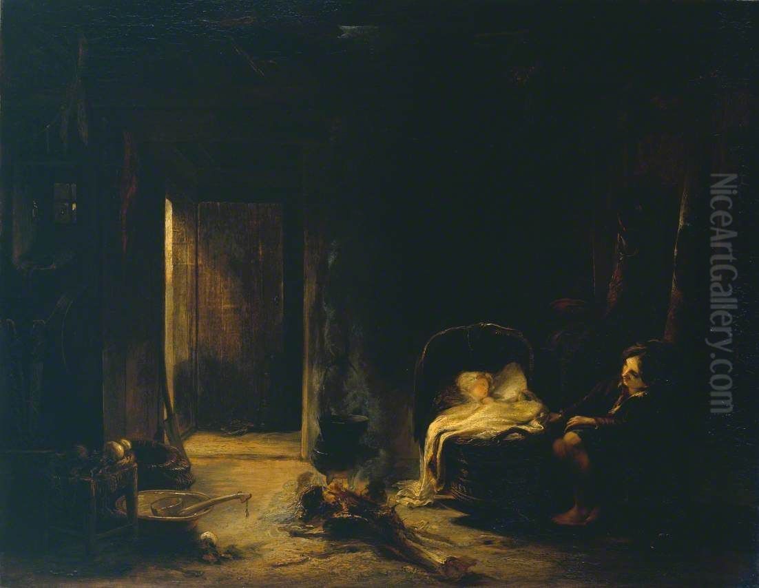 Interior of a Cottage in the Hebrides Oil Painting by Alexander Fraser