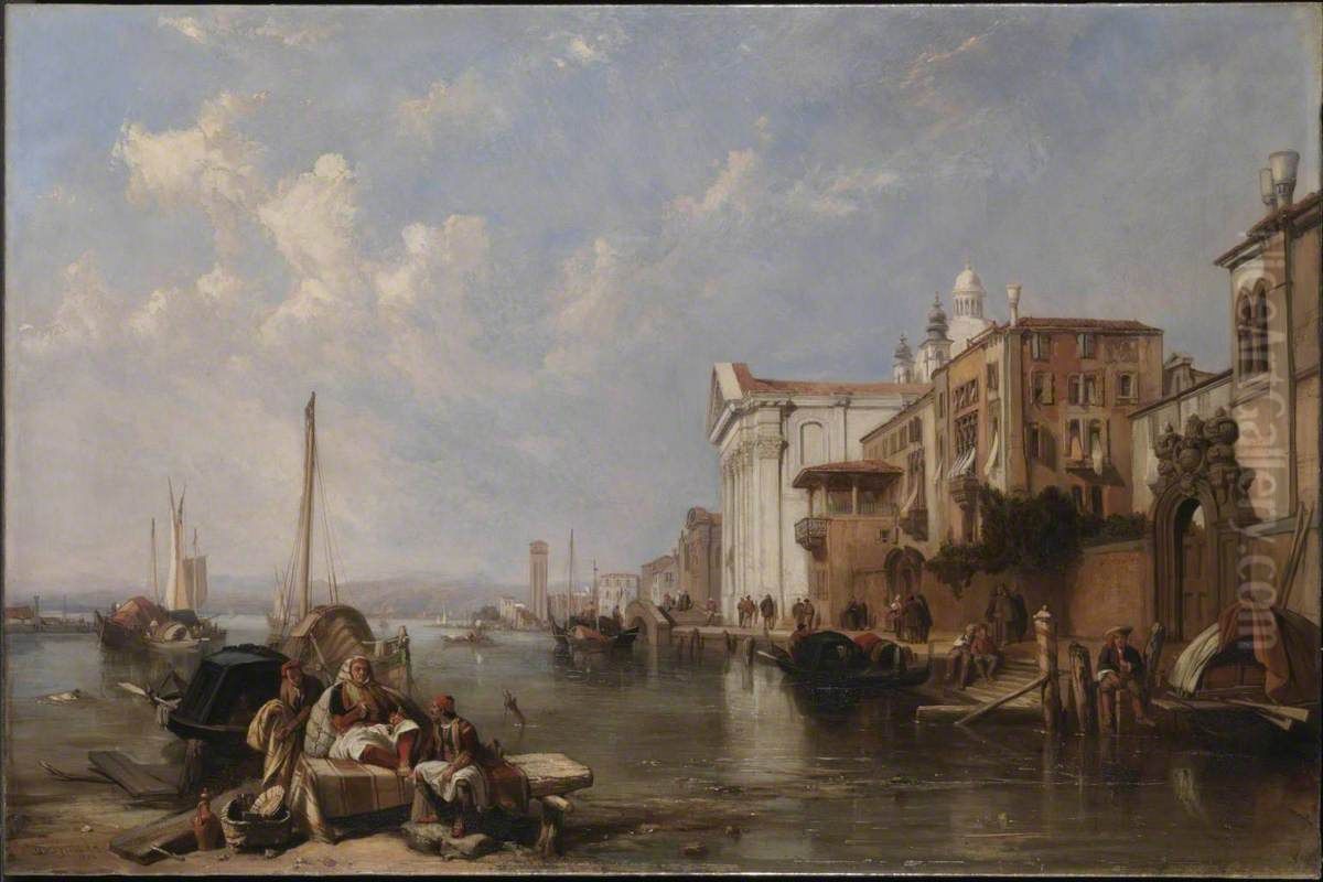 The Canal of the Guidecca, and the Church of the Gesuati, Venice Oil Painting by Clarkson Frederick Stanfield