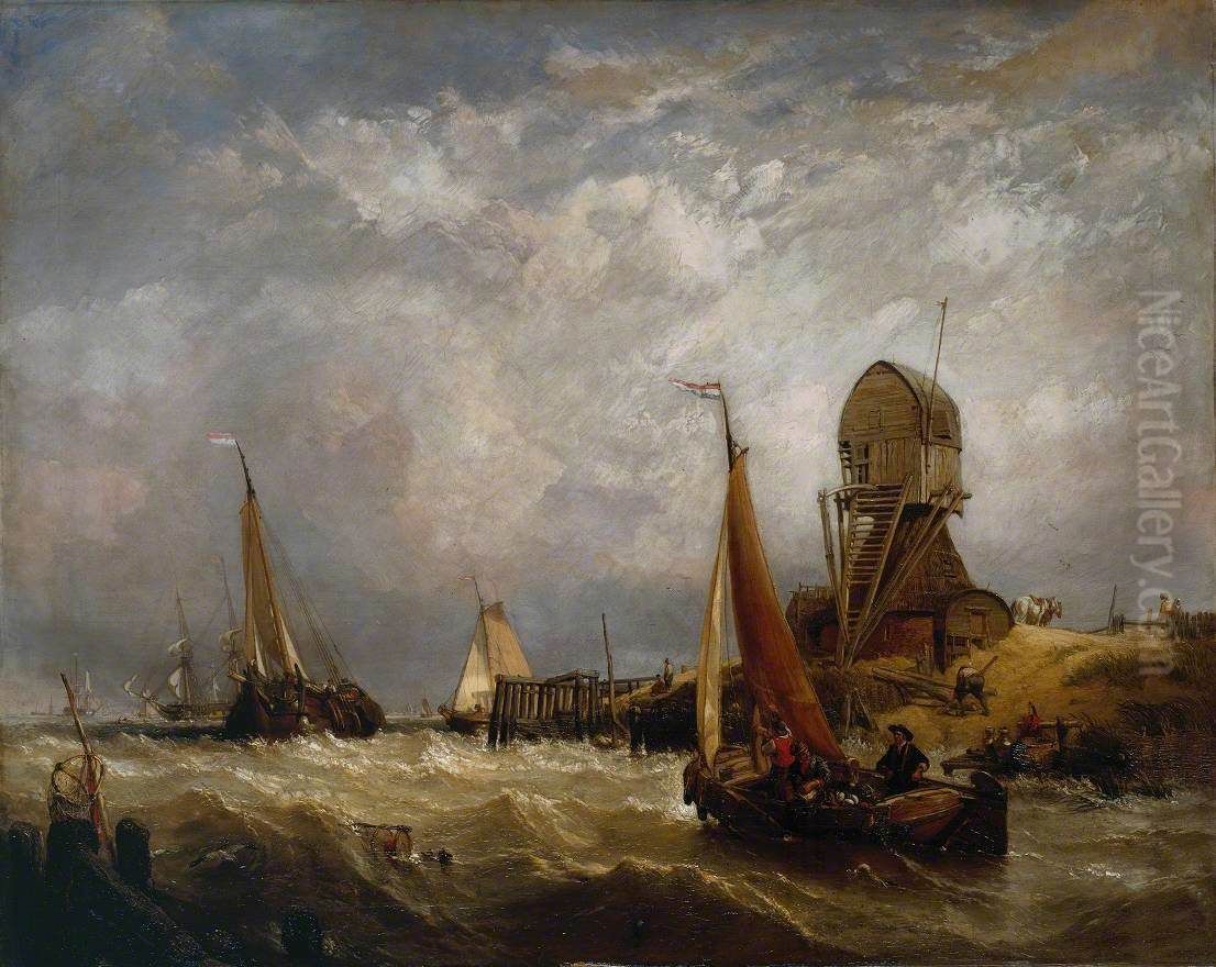 Oude Scheld - Texel Island, Looking towards Nieuwe Diep and the Zuider Zee Oil Painting by Clarkson Frederick Stanfield