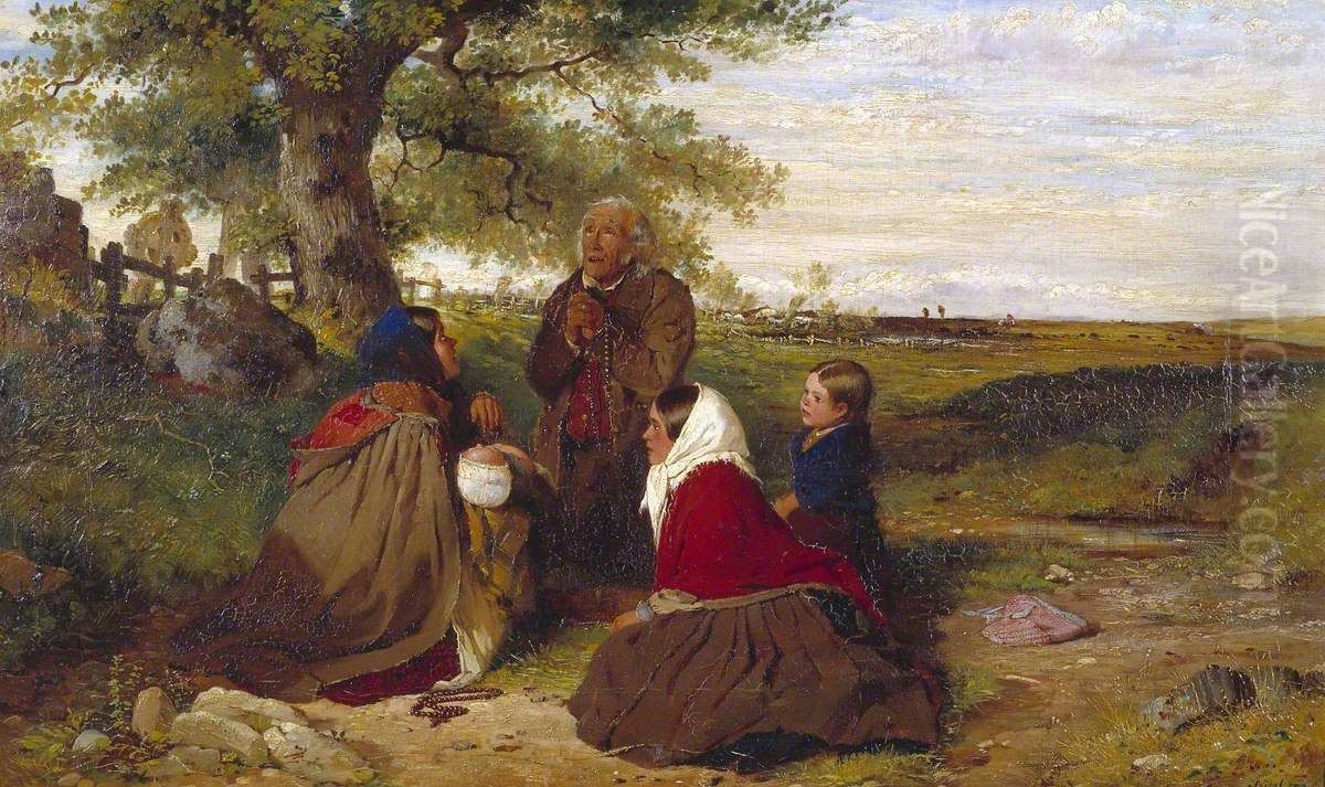 Wayside Prayer Oil Painting by Erskine Nicol