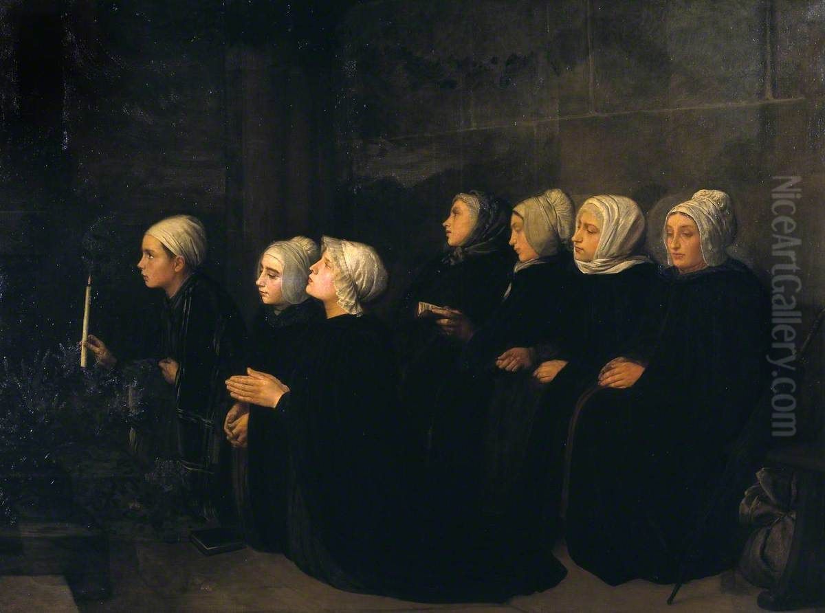 Femmes en Priere (Women at Prayer) Oil Painting by Alphonse Legros