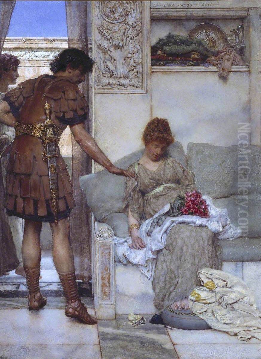 A Silent Greeting Oil Painting by Lawrence Alma-Tadema