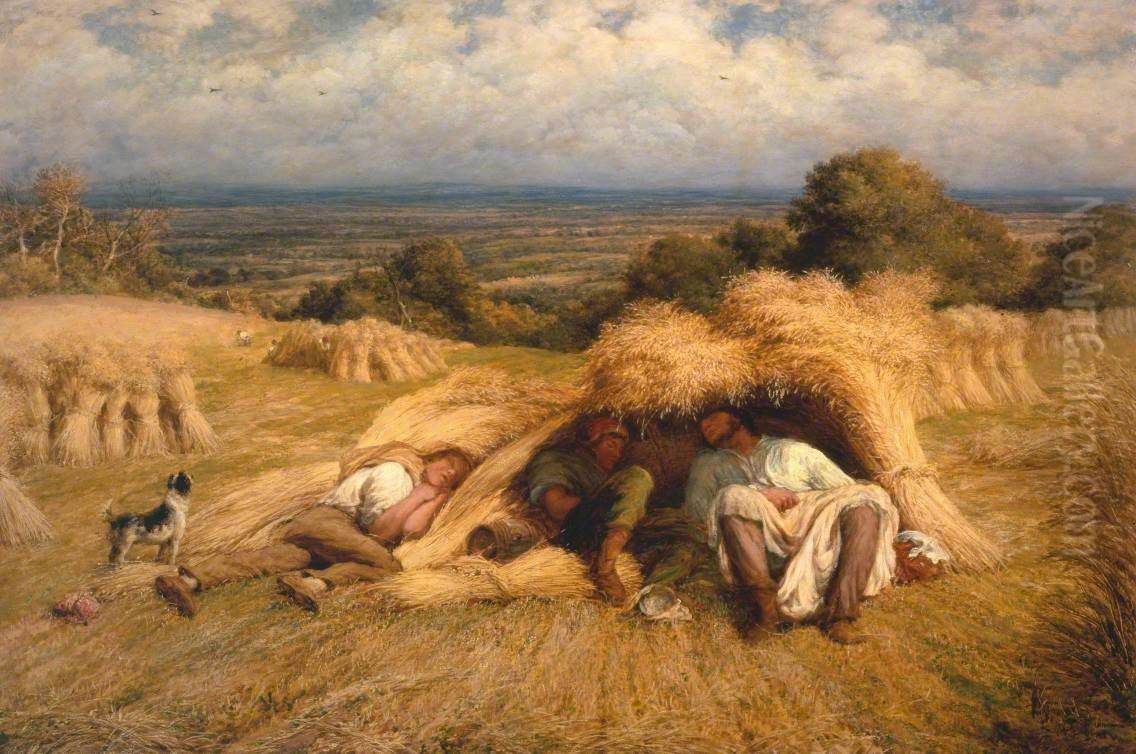 Reapers, Noonday Rest Oil Painting by John Linnell