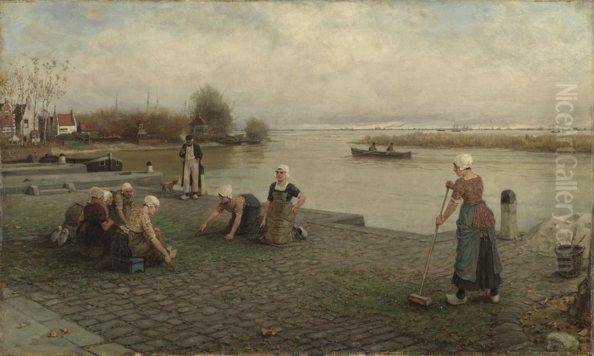 Weeding the Pavement Oil Painting by George Henry Boughton