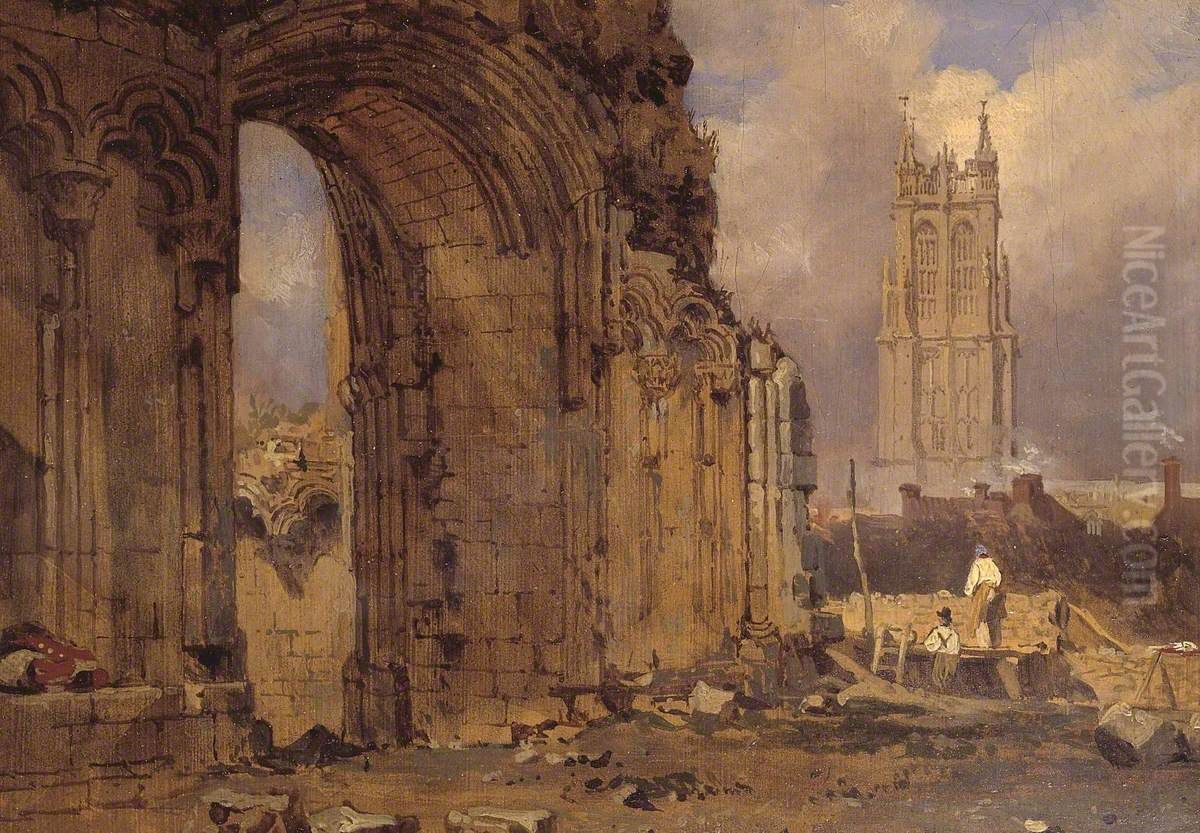The Chapel of St Joseph of Arimathea, Glastonbury, from the South-East Oil Painting by Samuel Prout