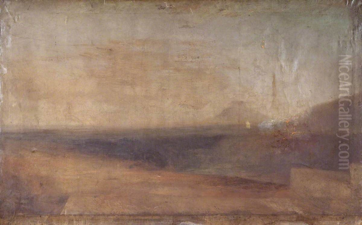 Extensive Landscape with River or Estuary and a Distant Mountain Oil Painting by J. M. W. Turner