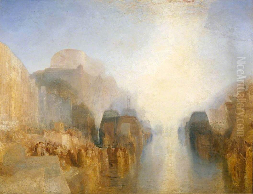 The Quayside and Chateau Oil Painting by J. M. W. Turner