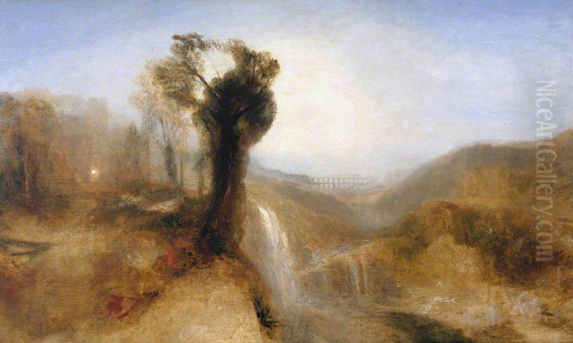 Southern Landscape with an Aqueduct and Waterfall Oil Painting by J. M. W. Turner