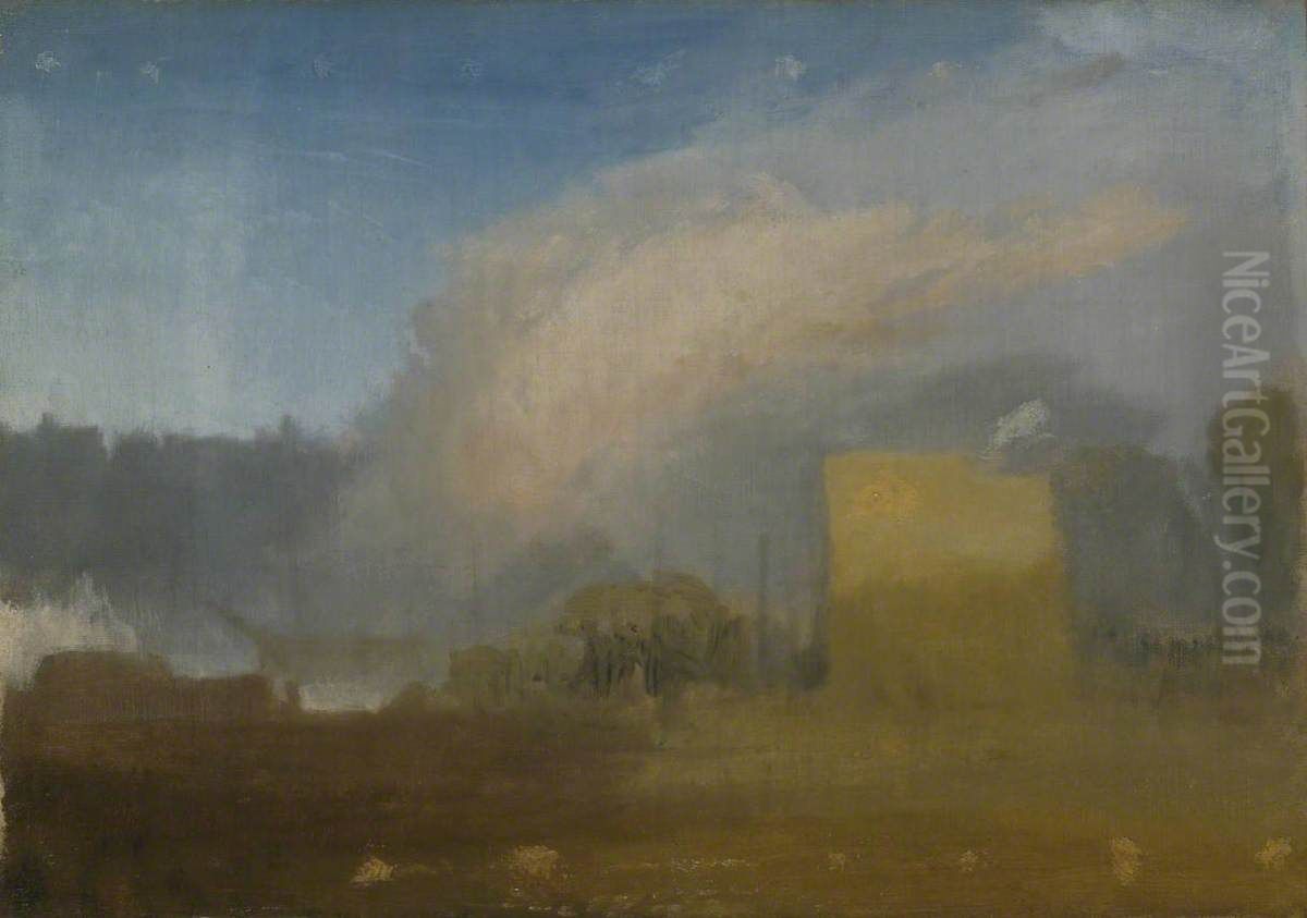 The Left Bank, with  Shipping Beyond Oil Painting by J. M. W. Turner