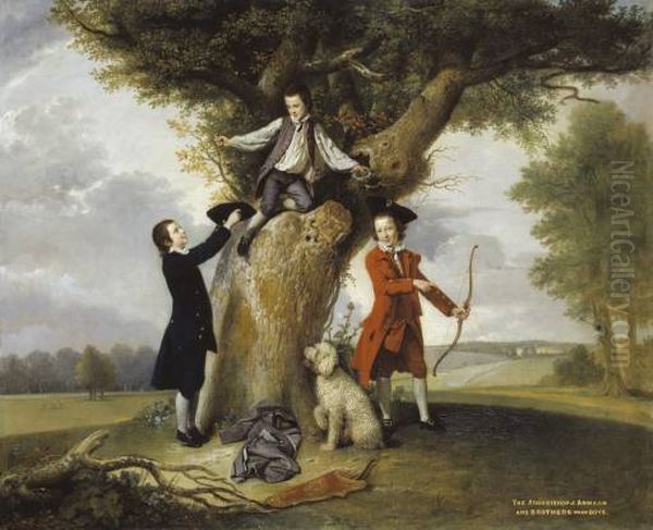 Three Sons of John, 3rd Earl of Bute Oil Painting by Johann Zoffany