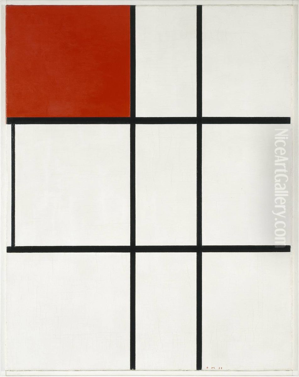 Composition B (No.II) with Red Oil Painting by Piet Mondrian