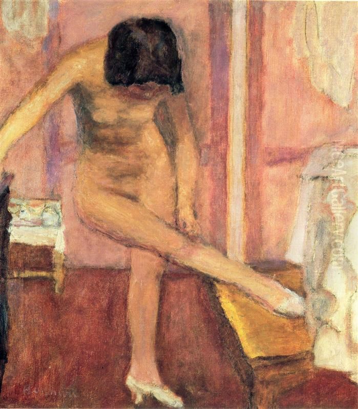 Nude Bending Down Oil Painting by Pierre Bonnard