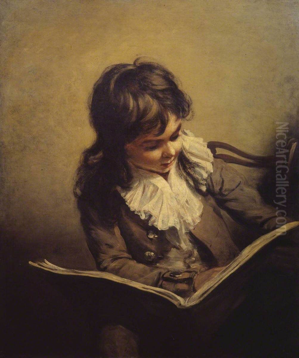 A Boy Reading Oil Painting by Ramsay Richard Reinagle
