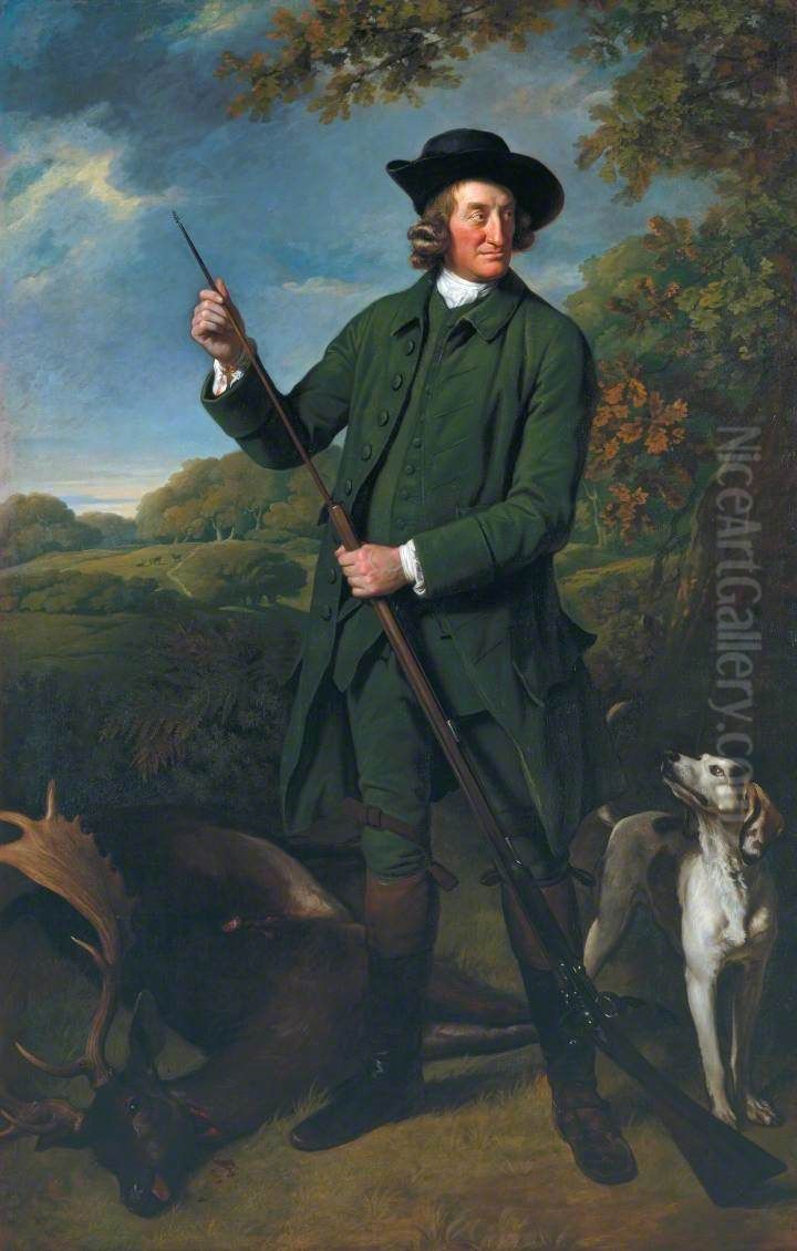 Thomas Nuthall with a Dog and Gun Oil Painting by Nathaniel Dance-Holland