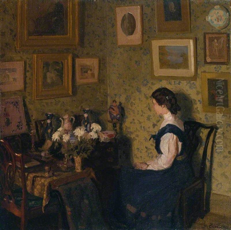 Edwardian Interior Oil Painting by Harold Gilman