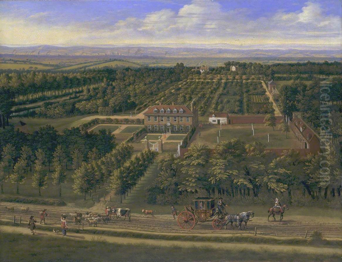 View of a House and its Estate in Belsize, Middlesex Oil Painting by Johannes Siberechts
