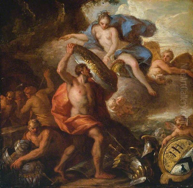 Thetis Accepting the Shield of Achilles from Vulcan Oil Painting by James Thornhill