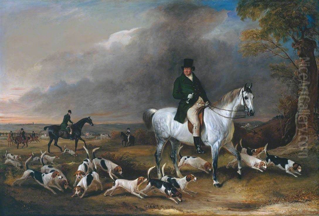 John Burgess of Clipstone, Nottinghamshire, on a Favourite Horse, with his Harriers Oil Painting by John Ferneley