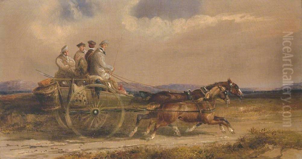 Sportsmen in Scottish Dress Driving to the Moors Oil Painting by Charles Cooper Henderson