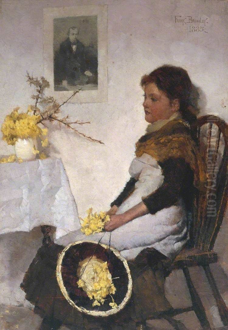 Primrose Day Oil Painting by Frank Bramley