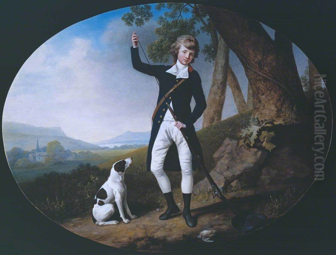 Portrait of a Young Gentleman Out Shooting Oil Painting by George Stubbs
