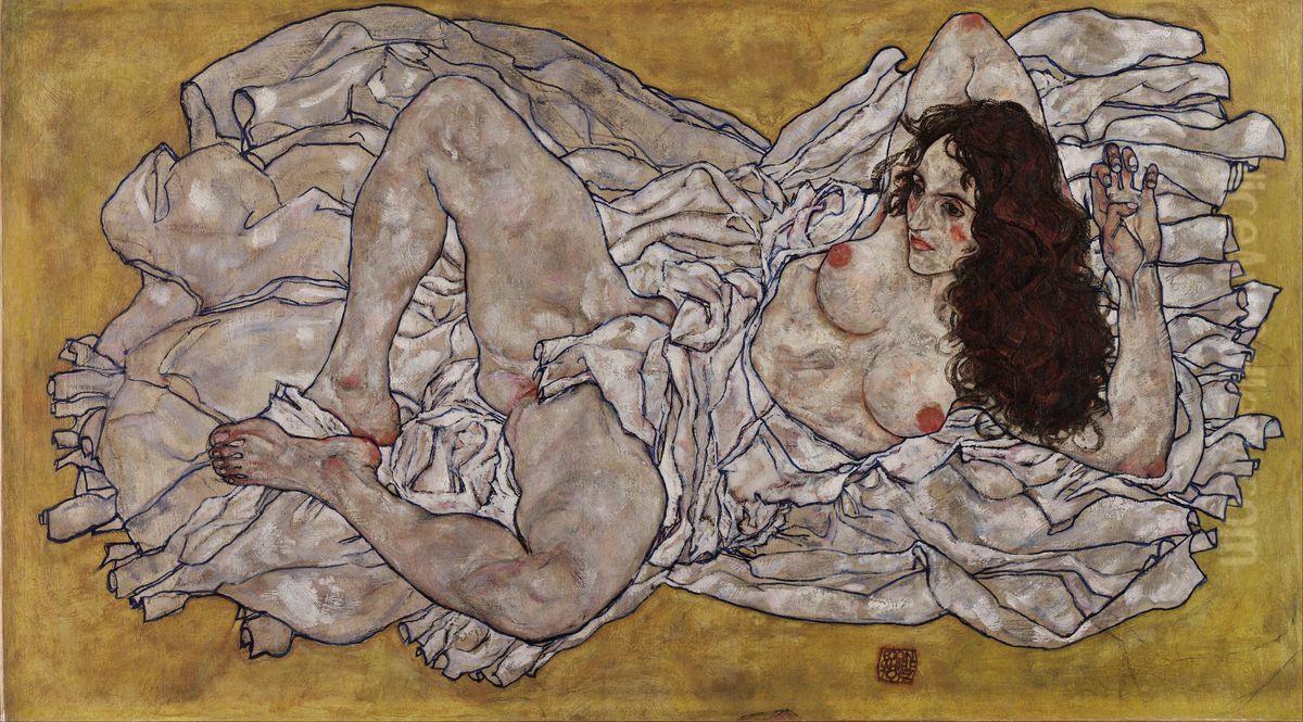 Reclining Woman Oil Painting by Egon Schiele