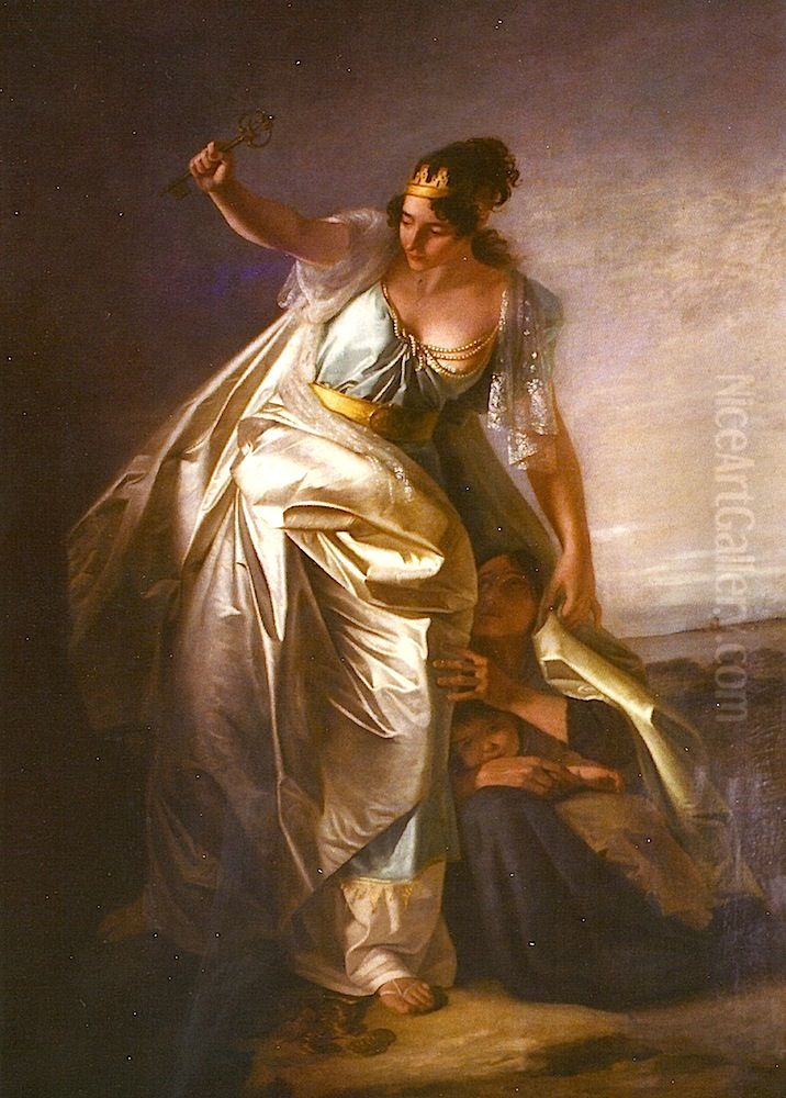 Lisbon protecting its inhabitants Oil Painting by Domingos Sequeira