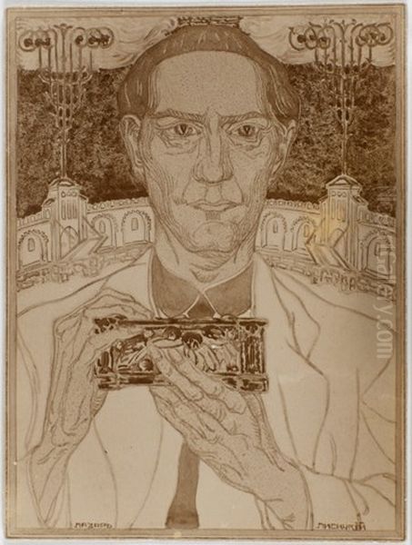 Portrat eines Mannes Oil Painting by Eliezer Markowich Lissitzky