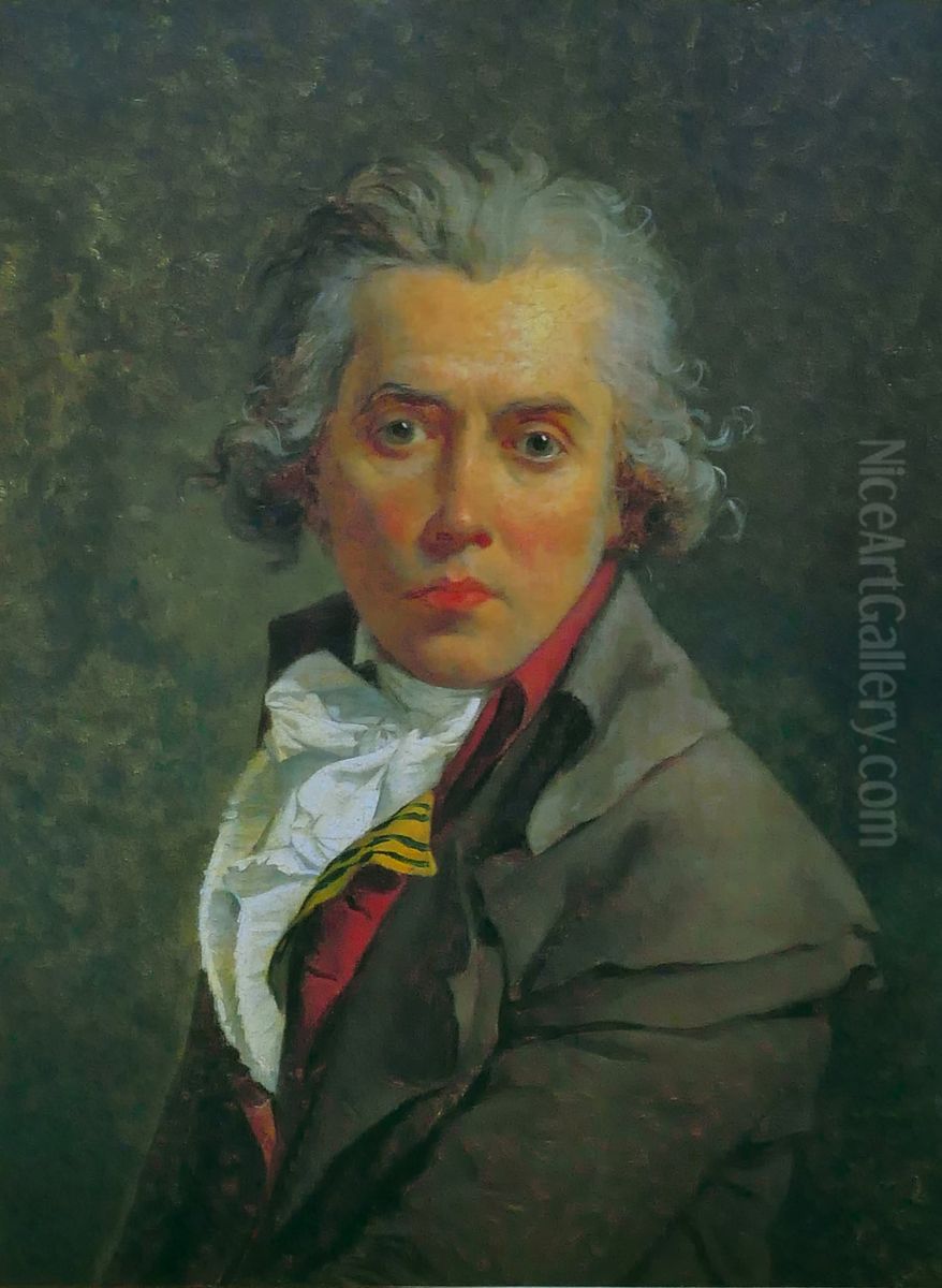 Self-portrait with three collars Oil Painting by Jacques-Louis David
